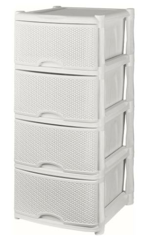 Комод Keeplex Rattan четырехсекционный 48х41х94,5см белое облако